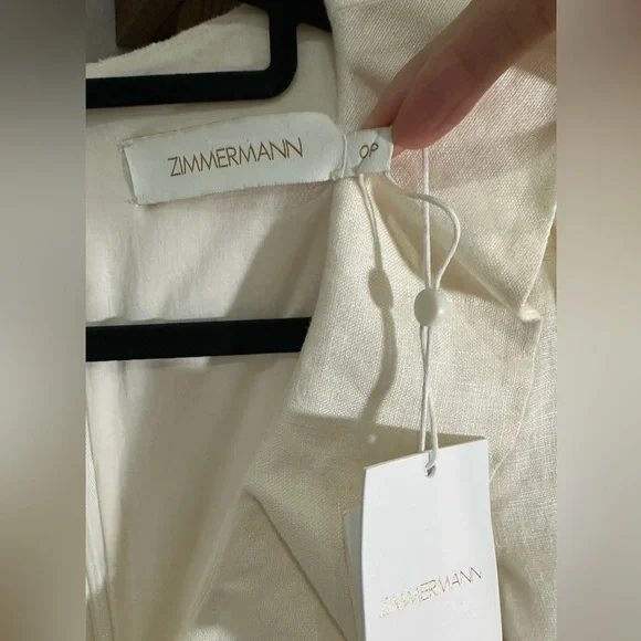 NWT Zimmermann Cream Linen Daisy Mini Dress Ruffle Long Sleeve AU 0P (US 2P) - Picture 7 of 16